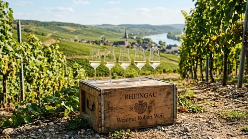 Riesling Vinglas uppradade på låda